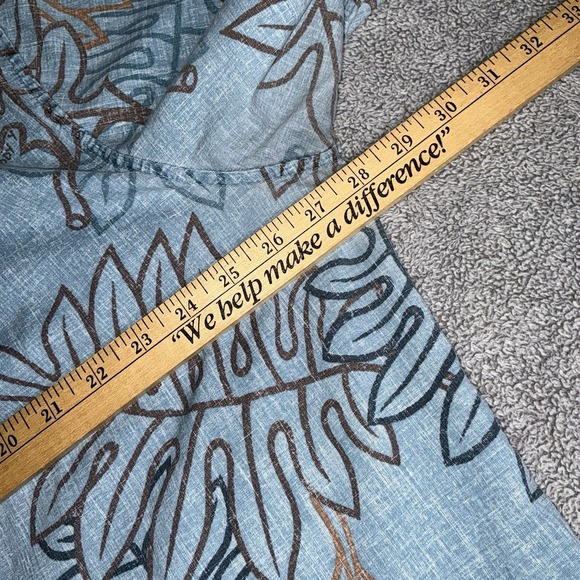 Reyn Spooner Hawaiian Shirt 2XL Blue Tropical Rainforest Leaves - Picture 8 of 8